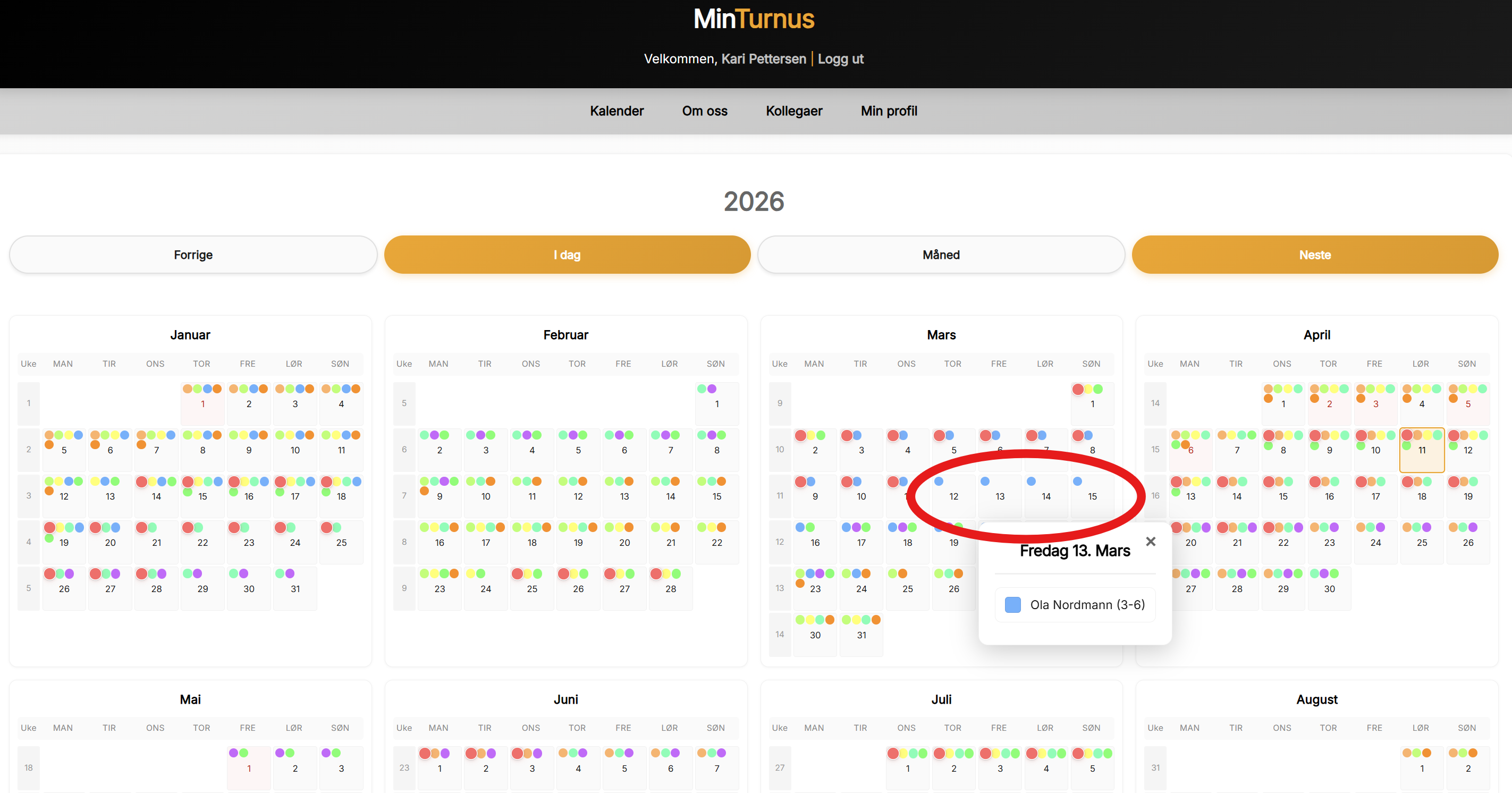 Årsoversikt i MinTurnus fra januar til april